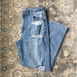 American Eagle distressed mom jeans stretch